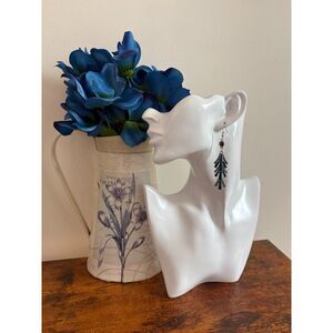 Floral Blue Rhinestone Inlaid Earrings NWT